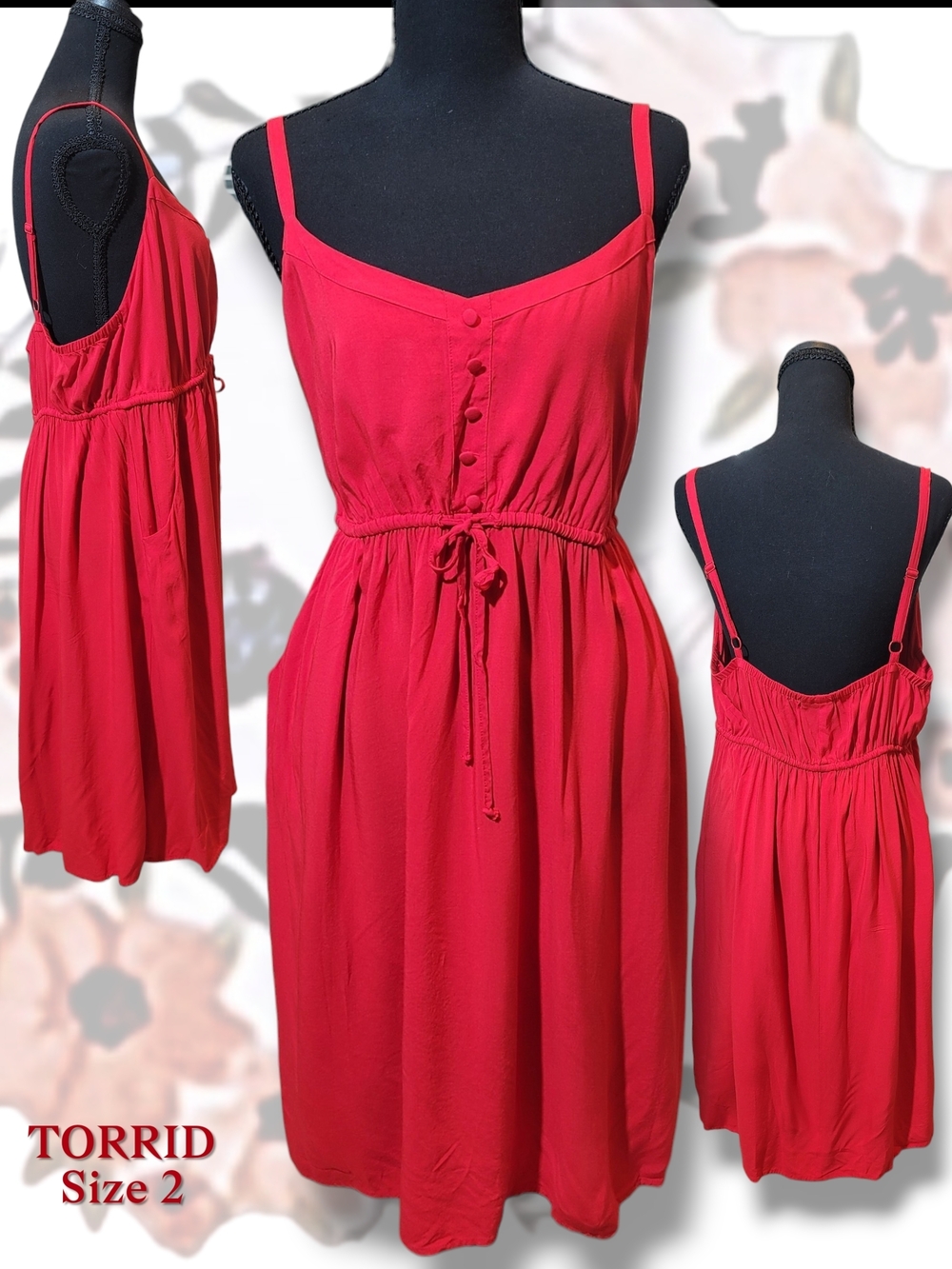 Torrid Red Sleeveless Tie-Waist Sundress - Size 2
